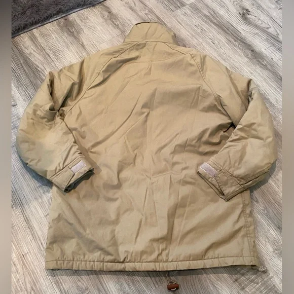 VTG 90s WOOLRICH USA Field Chore Jacket Full Zip Beige Tan Lined Size Large - Picture 2 of 7